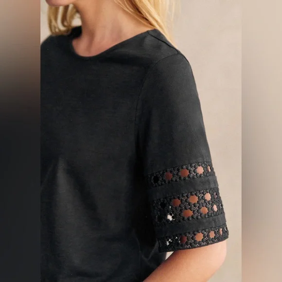 Sezane Black Hortense T-Shirt Size Medium - Picture 3 of 8
